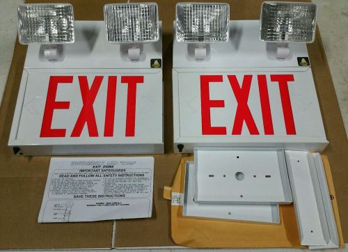 Big beam lot of two exit sign with emergency lights 2com1rww-ph - new for sale