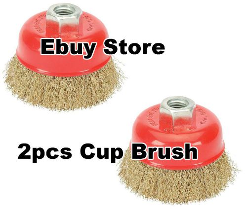 (2pcs) 3&#034; x 5/8&#034; arbor fine crimped wire cup wheel brush - for angle grinders for sale