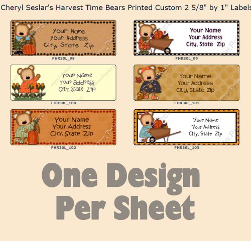 Custom Fall Cheryl Seslar Harvest Time Bears Sheet of 30 Return Address Labels