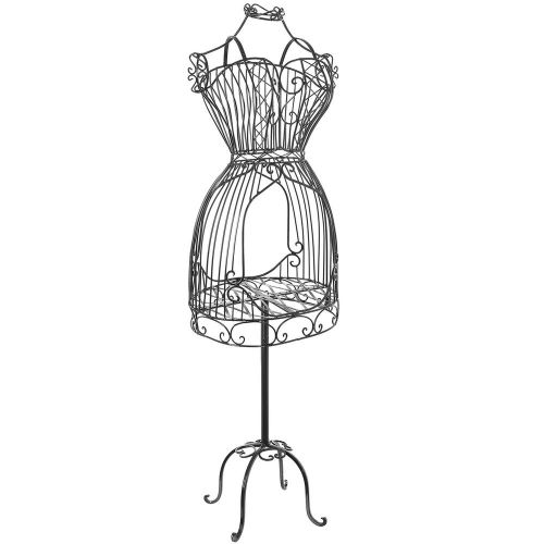 Vintage Designers Black Metal Scrollwork Wire Frame Dress Form Display Rack /...