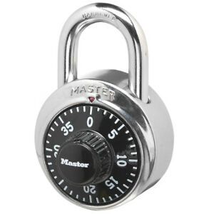 Master Lock 1500D, Preset Combination Padlock, 1-7/8 in. Wide, Black Dial