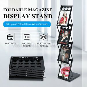 4 Shelves Literature Stand Floor Rack Brochure Magazine Catalog Display