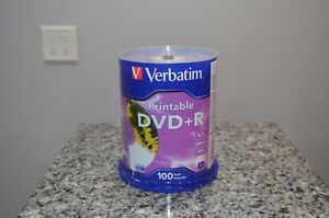 Verbatim Printable DVD+R 4.7 GB 120 min 16X Speed 100 Pack Brand New SEALED