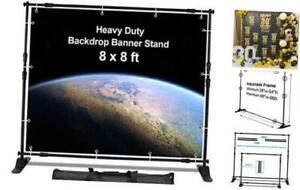 8x8 ft Heavy Duty Backdrop Banner Stand Kit, Adjustable Photography 8&#039; x 8&#039;