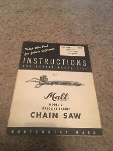 OLD MALL GAS ENGINE CHAIN SAW INSTRUCTION &amp; PARTS LIST MANUAL