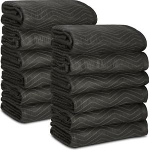 12Pack Moving Blankets 80&#034; x 72&#034; Quilted Shipping Furniture Pad Cushion Black