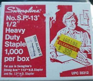 Vintage Staples - Swingline Heavy Duty 1/2” SF-13 Staples 1000 CT. Full.