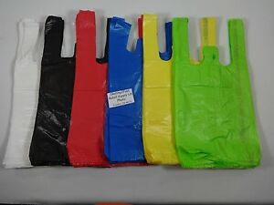 T-Shirt Bag Plastic w/ Handles 8&#034; x 5&#034; x 16&#034; Variety of Colors &amp; Qty Retail