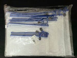 12Pcs Mesh Zipper Pouch PVC Document Bag 4 Assorted Size Waterproof NEW! FAST!