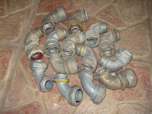 14 Each Compression Connector Fittings,3/4 Liquid-Tight Non-Insulated Iron Elbow