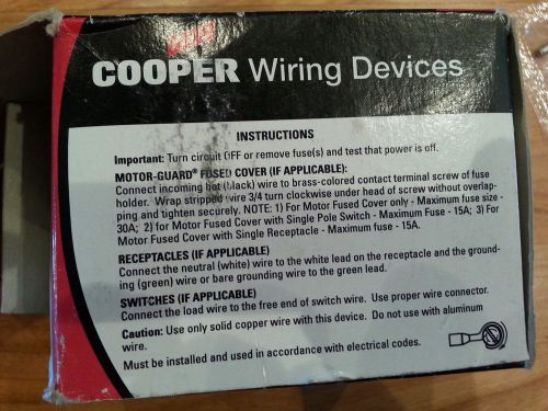 Cooper Wiring Devices #634 Box Motor Fused Covering With Single Pole Switch