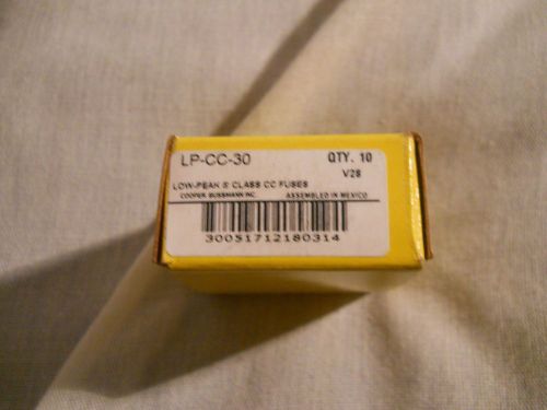 New Lot Bussmann LP-CC-30  Amp Fuses Low Peak Class CC 600 V  NIB