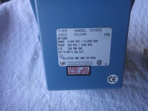 NIB United Electric Controls Pressure Switch  J402 S164B