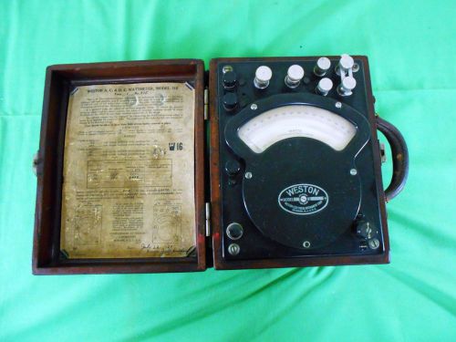 Weston antique vintage 1929 model 310 ac &amp; dc peco wattmeter 0 - 75 watts for sale