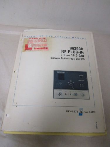 HEWLETT PACKARD 86290A RF PLUG-IN 2.0 -18.0 GHZ OPERATING AND SERVICE MANUAL