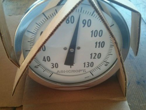 Ashcroft 5&#034; Bimetal Thermometer 30-130 1/2&#034; NPT Back Connection and 6&#034; Stem NEW!
