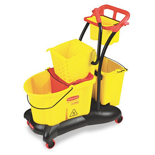 Rubbermaid commercial wavebrake 35 quart mopping trolley side press, yellow for sale