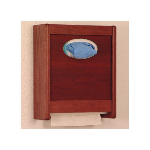 Wooden mallet combo towel dispenser and glove/tissue holder mahogany for sale