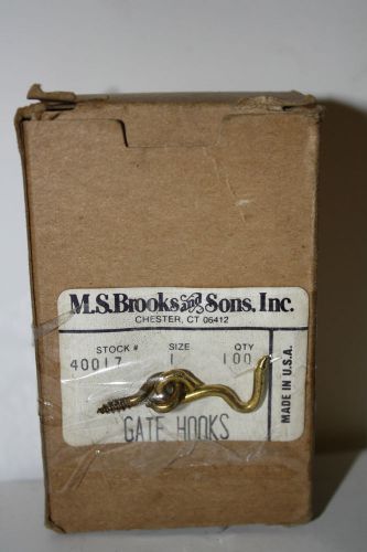 M.S. BROOKS &amp; SONS, INC. 1&#034; GATE HOOKS W/ EYE SCREW #40017 - 100 COUNT  GC - NIB