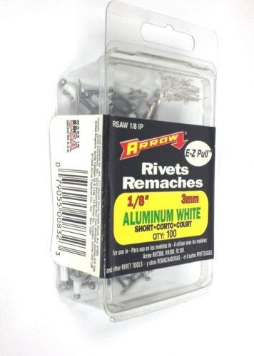 Arrow Fastener RSAW 1/8 IP 1/8” Aluminum White Short Rivets (100 Pack)