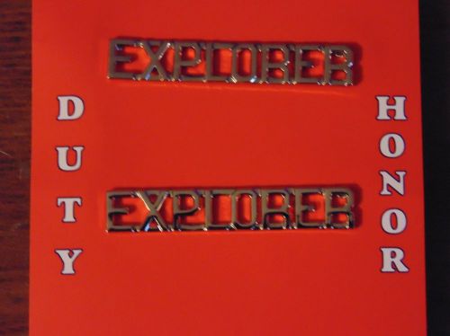 Uniform collar insignias, &#034;explorer&#034;, pair, new in package, silvertone for sale