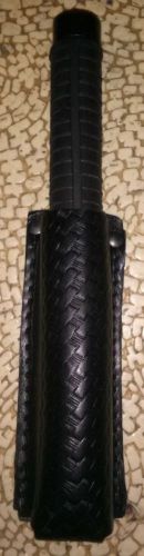 law pro black leather basketweave extendable baton holder
