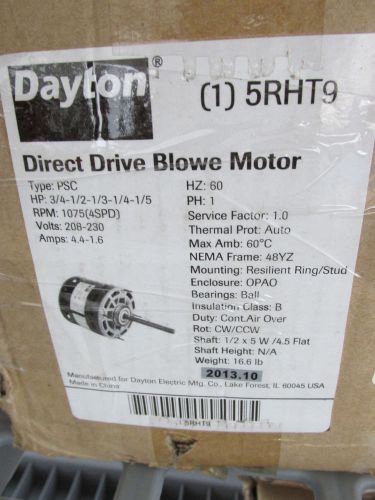 Dayton direct drive blower motor / 1/5 to 3/4 hp / 1075rpm / 60hz 5rht9 for sale