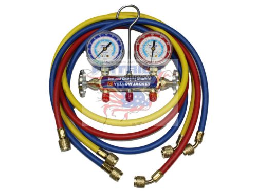Yellow jacket 41211 manifold 2-1/2&#034; gauges 60&#034; plus ii™ hoses r22/134a/404a, °f for sale