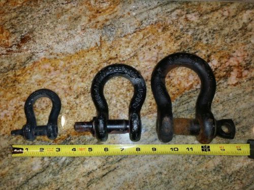 Uses lot of  3 crosby 7/8&#034; - 6.5 ton  shackle / clevis 6 1/2 ,4 3/4, 2 t  usa for sale