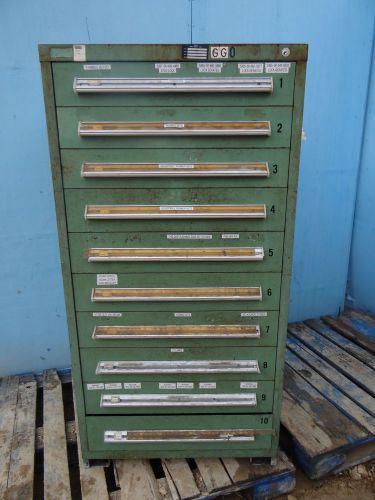 Stanley vidmar green 10 drawer tool cabinet box storage mechanic chest for sale