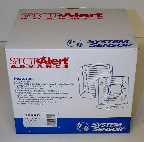 New system sensor spsrk spectralert outdoor red strobe wall speaker for sale