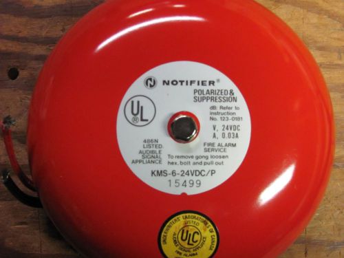 Notifier, mod: kms-6-24vdc/p red fire alarm bell for sale