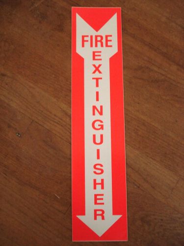 Fire extinguisher - neon red self-adhesive vinyl safety sign - 18-in x 4-in for sale