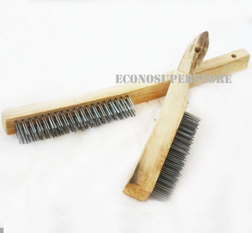 2 pc tempered steel wire brush with wood handle set for sale