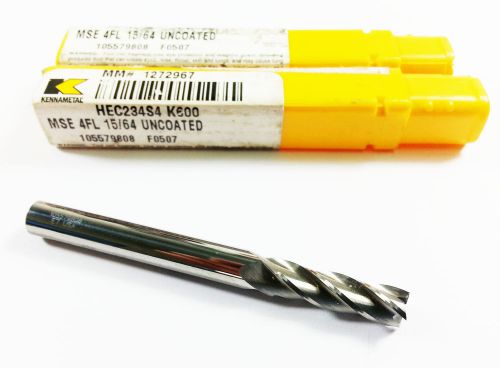 15/64&#034; (lot of 2) kennametal hec234s4 k600 carbide 4 flute end mill  (m282) for sale