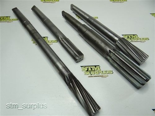Nice lot of 4 hss morse taper shank reamers 1&#034; to 1-7/16&#034; with 3mt national for sale