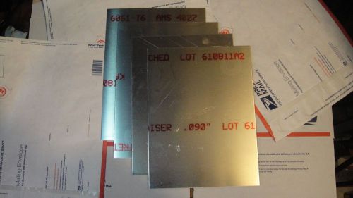 4 pieces of 12 x 9 Aluminum Sheet Metal,.090&#034; tk.(11 gauge)Art&lt;Jewely:Car 3/32.