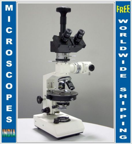 Ore Top Bottom Light Polarizing Microscope w Gypsum &amp; Mica compesator &amp; Camera