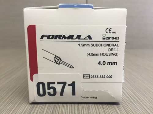 Stryker Formula 1.5mm Subchondral Drill 4.0mm 03758320000 Box of 5 #571