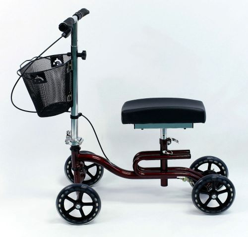 Medical knee scooter 2-in-1 foldable walker leg exerciser karman kw-100 burgundy for sale