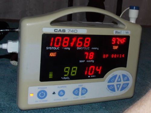 CAS 740 Vital Signs Monitor SPo2 Temp Blood Pressure Heart Rate NEW BATTERY !!!