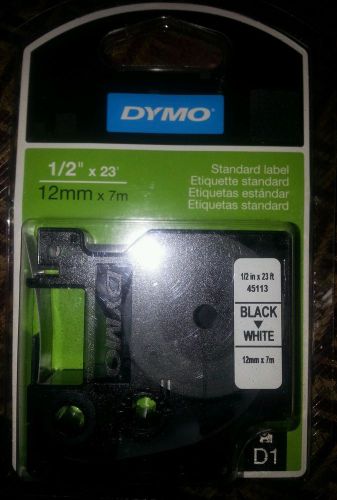 Dymo D1 Label BLACK WHITE 1/2&#034; 12mm Refill Tape 45113 45013 (43113 Replacement)
