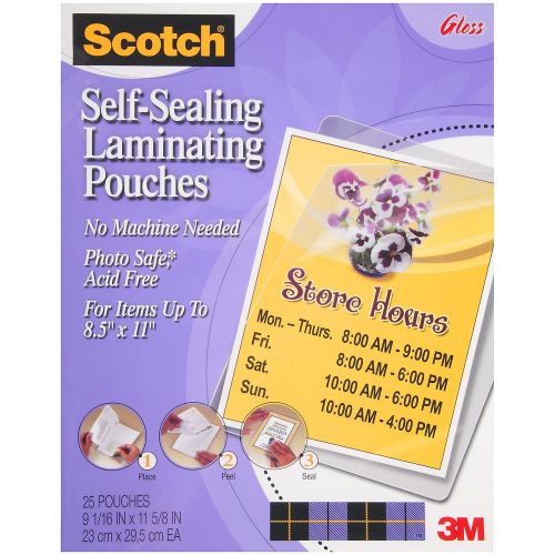 Scotch Self-Sealing Laminating Pouches - 25ct