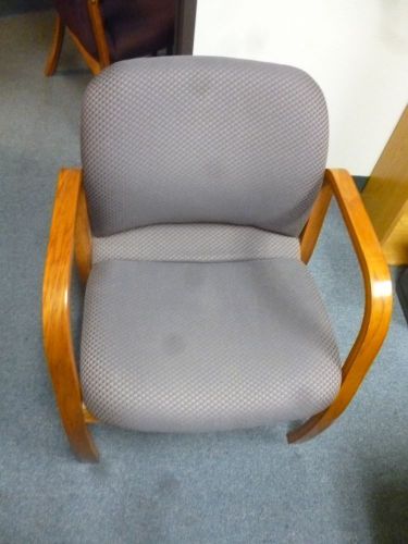 1 of 3 Office Star Chairs, Grey Texture, Non-Spoiling Fabric, Oak Finish (C131)