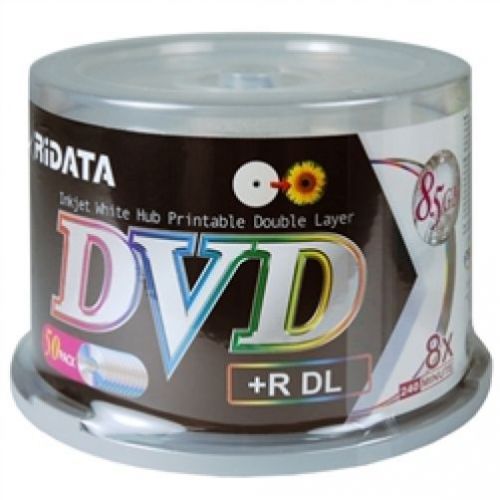 100 Ritek Ridata Double Layer 8.5GB 8X DVD+R DL White Inkjet Hub Printable