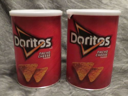 2 Frito Lay Nacho Cheese Doritos Canister 3 1/4oz cans