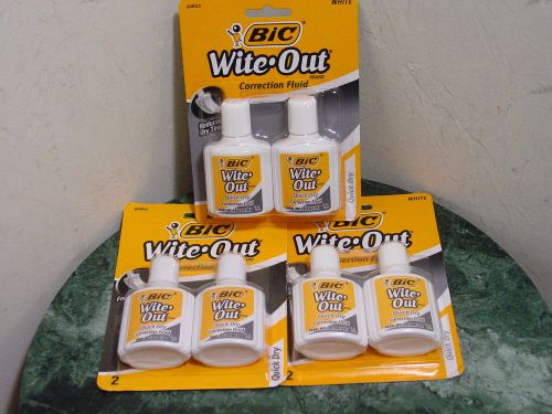 3 -2 pack of New BIC Wite-Out Quick Dry Correction Fluid  White