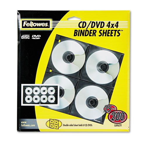 Fellowes Two-Sided CD/DVD Refill Sheets for Three-Ring Binder, 25/Pack- FEL95321