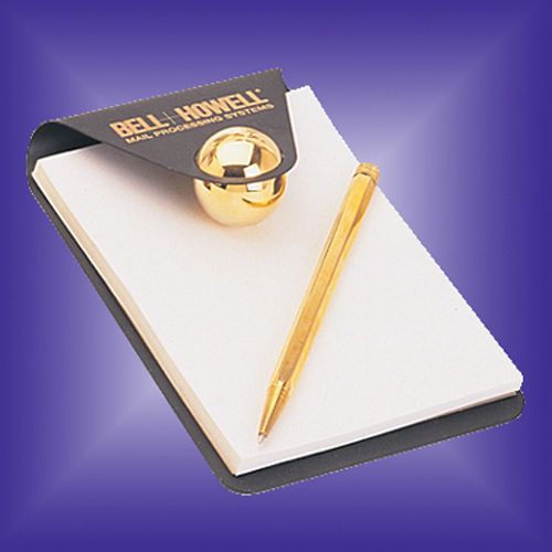 Metal memo holder with note pad and gold plated magnetic  brass ball pen(2595B)