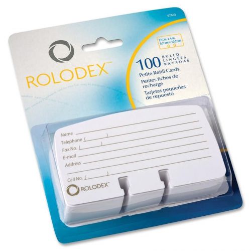 Rolodex Petite List Finder Card Refill:100 Address Card - White